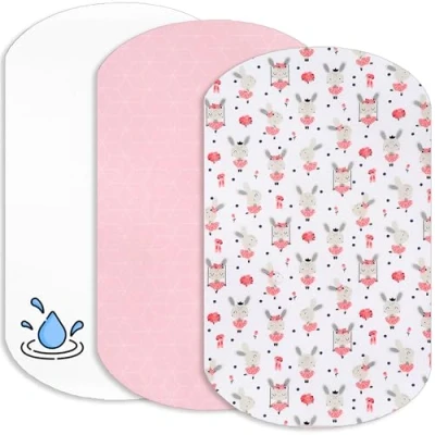 Image de Lovely Hippo Draps Housses Cododo + 1 Alèse Protège Matelas Compatible Iora Drap Housse 100% Coton Imperméable (Danseuse Rose, 60 x 80 cm)