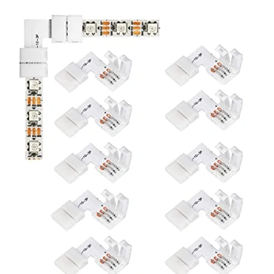 Image de ENQIMAOYI Connecteurs d&#039;angle à 3 broches en forme de L Angle droit Sans soudure 10 mm pour bande LED WS2811 WS2812B SK6812 (3 broches)