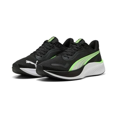 Image de PUMA Mixte Pounce Lite Chaussure de Course sur Route, Black Green Glare, 45 EU
