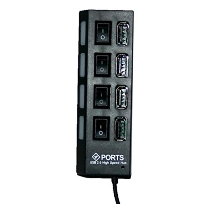 Image de PC portable Noir 4 Port USB 2.0 Hub Tap ON / OFF Commutateur de partage