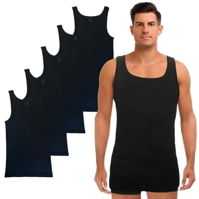 Image de SGS 5er Pack : Maillots de Corps élégants pour Hommes &amp; débardeurs en Blanc Noir ou Multicolore idéal comme Maillot Musculation