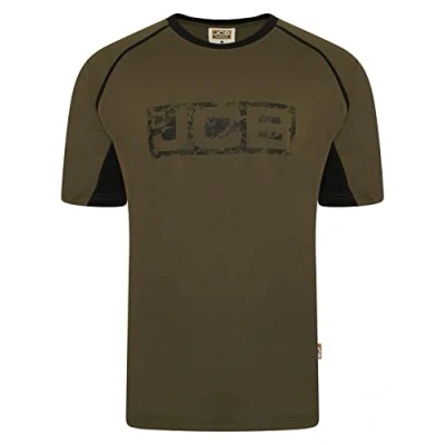 Image de JCB Workwear T shirt de travail pour homme le Logo vieilli Accents contrastés 100 % coton Olive/noir, Noir , S
