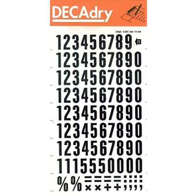 Image de Apli DD71F Chiffres transfert noirs 15 mm 105 caractères