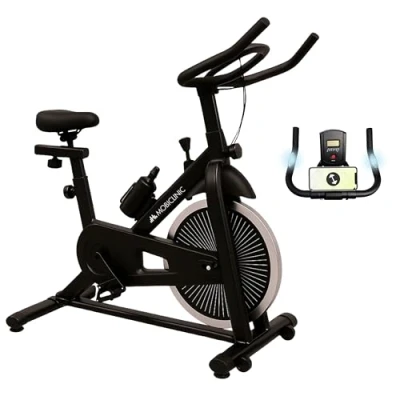 Image de Mobiclinic® Fitness, Vélo d&#039;Appartement, Teide, Différents Niveaux de Résistance, Entièrement Réglable, Ecran LCD, Cardiofréquencemètre, Roue d&#039;inertie 6 kg, Porte bouteille et téléphone