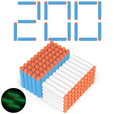 Image de ZWOOS Fléchettes Nerf 200 pièces 7.2cm Mousse Recharge de pour N Strike Mega Elite Blasters Pistolet Jouet (Bleu Blanc)