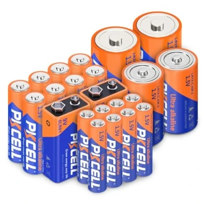 Image de PKCELL 22 pièces de Piles alcalines, 8 AA, AAA, 2 C, D et 9V pour l&#039;électronique Domestique
