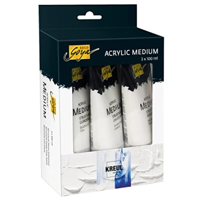 Image de KREUL 85930 Solo Goya Acrylic Medium Set de 3 tubes 100 ml pâte structurée universelle, sable fin et gel structuré brillant