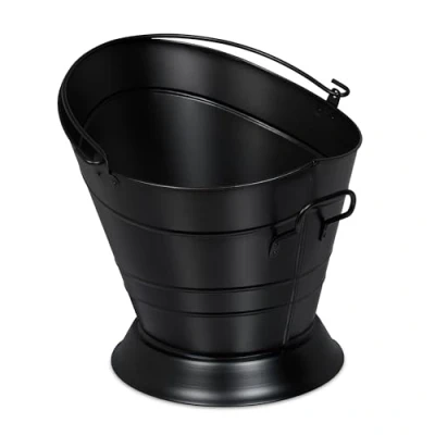 Image de Relaxdays Seau à Charbon avec poignée et Anse 6 litres pour Charbon, Bois d&#039;allumage, Fer, réservoir Noir
