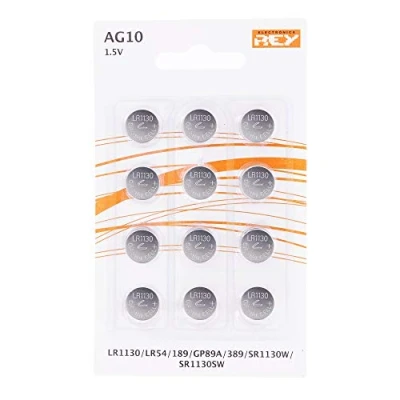 Image de Lot de 12 Piles AG10 1,5 V Type Bouton au Lithium, LR1130, LR54, L1131, 189, GP89A, 389, SR1130W, SR1130SW