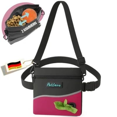 Image de PetLove sac à friandises pour chien nourriture avec fermeture magnétique Distributeur de sacs déjections canines &amp; utilisable comme banane Rose