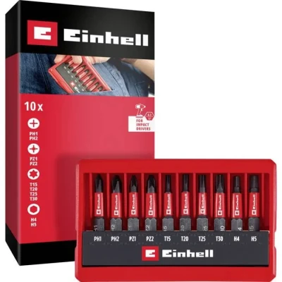 Image de Einhell Impact Bit Taschenbox 10tlg 118653 Jeu dembouts 1/4 (6.3 mm) PH PZ TORX hexagonal