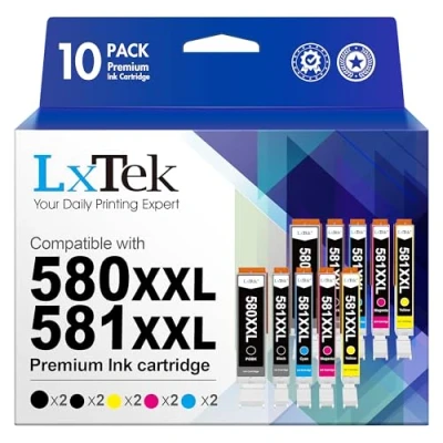 Image de LxTek PGI 580XXL CLI 581XXL Compatible Cartouches d&#039;encre Remplacement pour Canon TS6150 TS6151 TS6250 TS6251 TS8150 TS8151 TS8250 TS8252 TS8350 TS9150 TR7550 TS705 TR8550 (10 Pack)