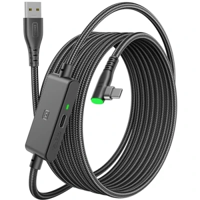 Image de INIU câble de liaison 5 m avec port charge séparé, VR pour Oculus Meta Quest 3/2/1/Pico 4 Pro Accessoires et casque PC Steam VR, USB 3.0 haute vitesse transfert données