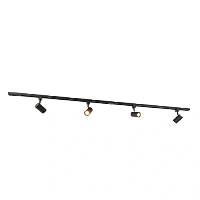 Image de QAZQA jeana Système de rail spot luminaire plafond, plafonnier compatible pour led 4 lumière L 194 cm Noir Moderne éclairage intérieur Salon I Chambre Cuisine Salle à manger