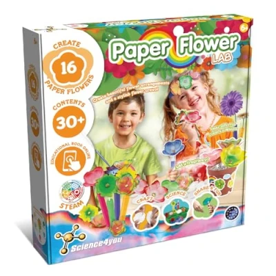 Image de Science4you Fabrique de Fleurs en Papier pour Les Enfants 6+ Ans Fabriquez Vos Propres Papier, Jouet créatif combinant l&#039;art et l&#039;artisanat + kit Science, Cadeau 6 7 8 9+
