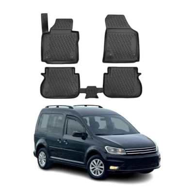 Image de Tapis de Sol Compatible avec VW Caddy 2015 2020 Caoutchouc TPE Noir
