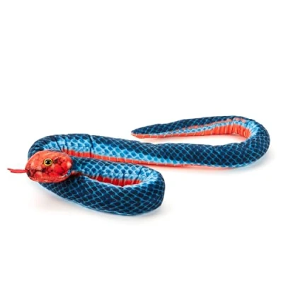 Image de Zappi Co Jouet Serpent Corail Bleu 100% Recyclé (Longueur 100cm) Peluche Douce Écologique Vert Foncé pour Bébés