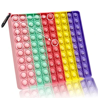 Image de KICOSOADT Pop It, Jeu de société Multiplication, modèle Multiplication pour l&#039;école Primaire, Aide Certains Enfants à surmonter Les difficultés calcul (9 * 9macarons)