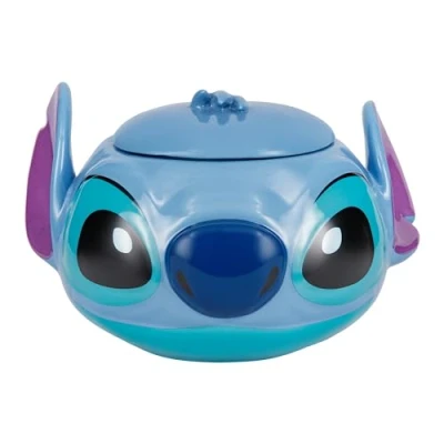 Image de Bocal à cookies Stitch Officiellement licencié, Récipient en forme de avec couvercle, Idéal pour biscuits et denrées sèches