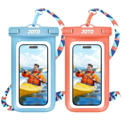Image de JOTO 2 Pochettes Étanches Smartphone Certifiée IPX8 iPhone 16/15/14/13/12/11 Plus Pro Max, Xiaomi Redmi Note 13/13 12 A3, Galaxy A15 A35 A25 A54 A55, Housse Étanche Jusqu&#039;à 7 Pouces