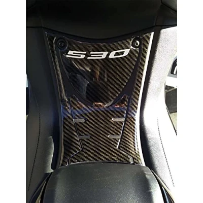 Image de labelbike Autocollant Gel en Résine 3D Repose Pied Avant pour Yamaha TMAX 530 2017 2019 Argent Carbone