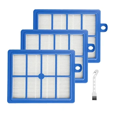 Image de 3 Pièces Filtre de Rechange Ensemble d&#039;accessoires pour Aspirateur AEG VX6 VX7 VX8 VX9 LX7 LX8 LX9, Remplace AFS1W (3 Filtres + 1 Brosse Nettoyage)