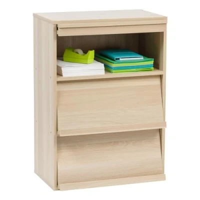 Image de Iris Ohyama, Meuble, Bibliothèque, Étagère de rangement, 3 portes rabattables, Design, Solide, Moderne, Multi usage, Bureau, Chambre, Salon Flap Rack CHR Marron Clair