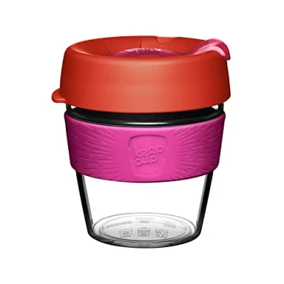 Image de KeepCup Tasse à café originale en plastique transparent réutilisable Couvercle anti éclaboussures, sans BPA, qualité barista Petite 227 ml Daybreak Rose