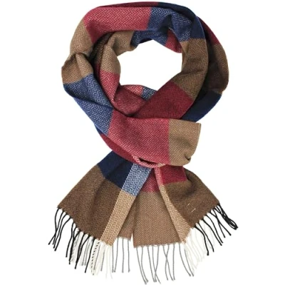 Image de Rotfuchs® écharpe tissée pour homme hiver en laine chaude et douce à carreaux multicolore Made in Germany (30 x 185 cm, rouge beige bleu)