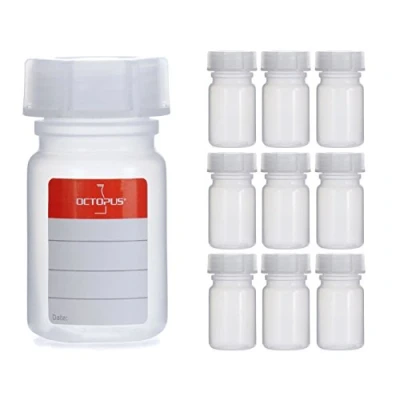 Image de 10 Bouteilles de 50 ML à col Large en LDPE avec Bouchon vis, vides pour la Chimie, Laboratoire Couvercle comme récipient Stockage Le