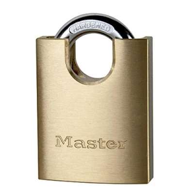 Image de Master Lock 2250EURD Cadenas à Clé et Anse Protégée, Doré, 9,2 x 5 1,7 cm