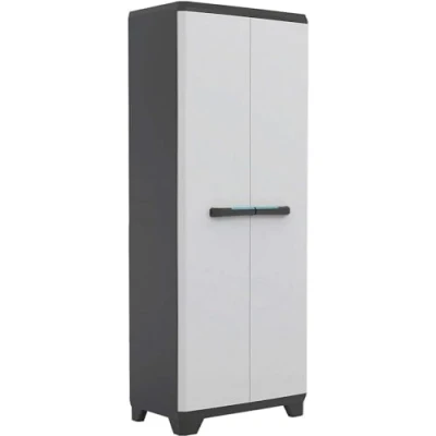 Image de Kis Armoire Range Balais Linear Gris Clair Noir, Plastique, 68 x 39 173 cm