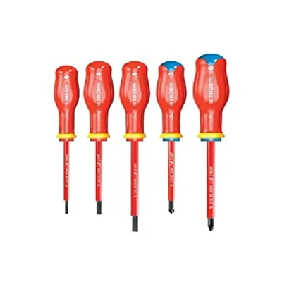Image de FACOM Set de 5 Tournevis Isolés Plats et Cruciformes Protwist ATP.J5VE Manche Soft Grip Pour Plus Confort Sécurité d&#039;Utilisation Longue Durée Vie Professionnels Particuliers