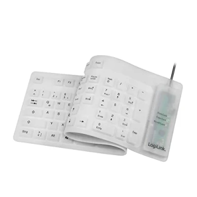 Image de Clavier LogiLink Flexible Waterproof PS/2, USB QWERTZ Allemand Blanc