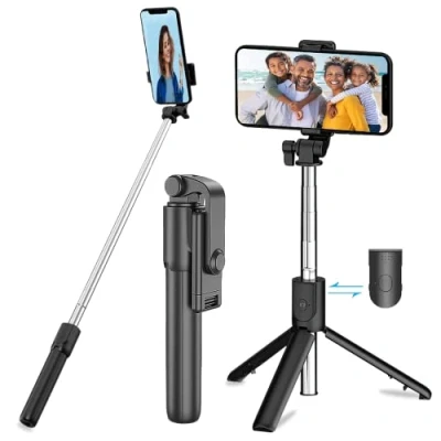 Image de Perche Selfie Bluetooth Perché à Bâton TikTok Stick Trépied Extensible Monopode Réglable Rotation Téléphone Télécommande Amovible pour IPhone et Android