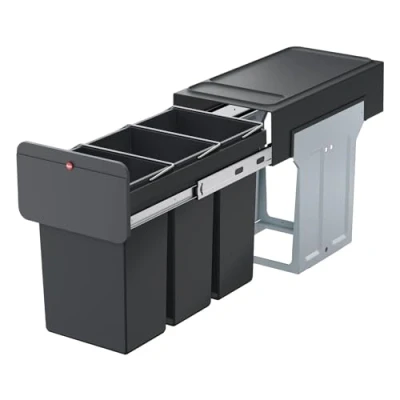 Image de Poubelle de tri sélectif encastrable 30 litres (10+10+10) Hailo EcoLine Design L Trio