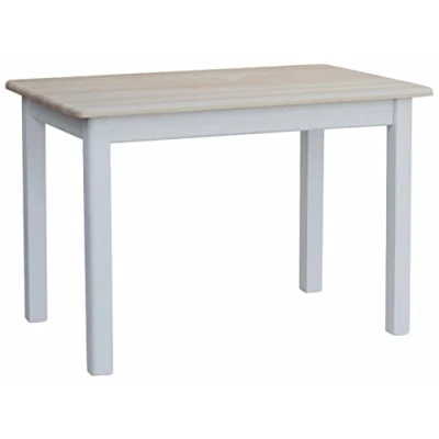 Image de k koma table de salle à manger en pin massif, pieds peints blanc, plateau laqué, 100 x 70 cm