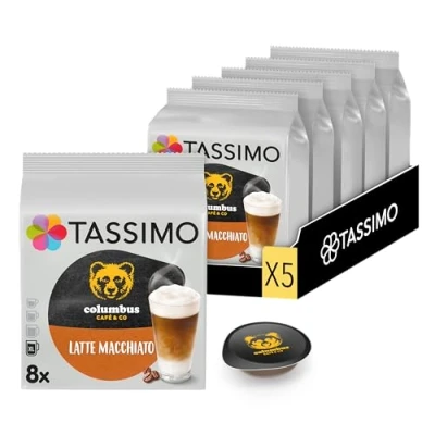 Image de TASSIMO, 40 dosettes Latte Macchiato Columbus, Compatibles avec les machines Cafés au Lait Macchiato, 5 packs de 8