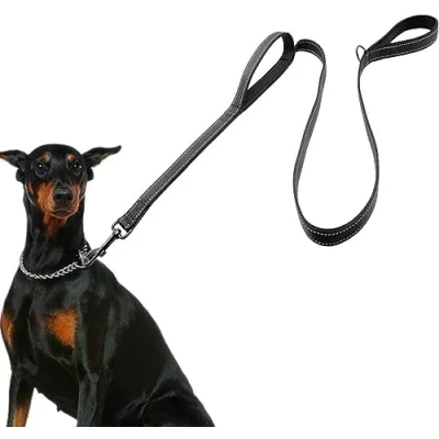 Image de Laisse pour Gros Chien, Corde Chien avec Poignée Rembourrée Douce, HRYSPN Fils Très Réfléchissants, 1,5 m Tous Les Chiens de Taille, Noir