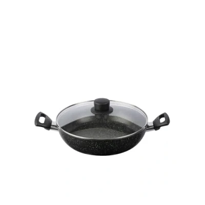 Image de BALLARINI Sauteuse VIPITENO, Bords Hauts, 2 Poignées, Couvercle en Verre, diam 28 cm, Ronde, Aluminium, Revêtement Antiadhésif, Noir