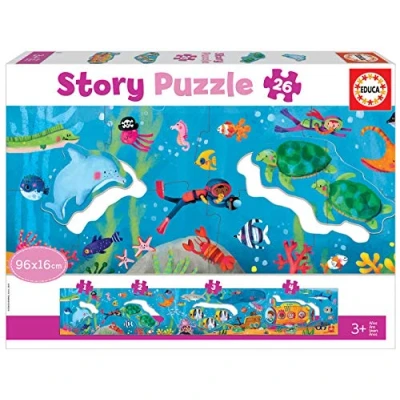 Image de Educa Didacta Story Puzzle Monde sous Marin. panoramique pour Enfants. 26 pièces. Recommandé à partir de 3 Ans (18902)