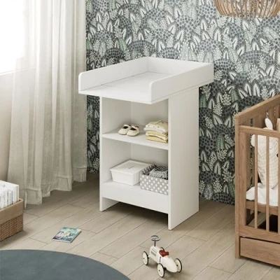 Image de Vicco Commode à Langer Mona, Blanc/Blanc, 60 x 103.5 cm avec Matelas