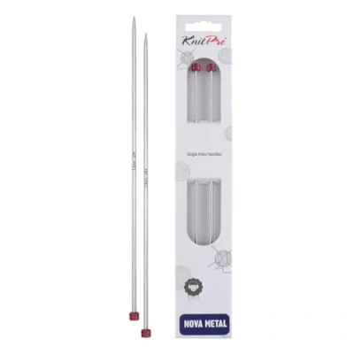 Image de KnitPro KP10253 Nova Aiguilles Simples Pointes Bois Argent 47,5 x 1,6 5 cm