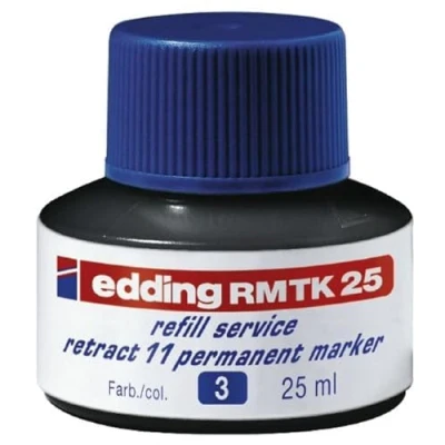 Image de edding RMTK 25 recharge d&#039;encre bleu ml avec système capillaire, idéal pour recharger proprement et sans complication le marqueur permanent retract 11
