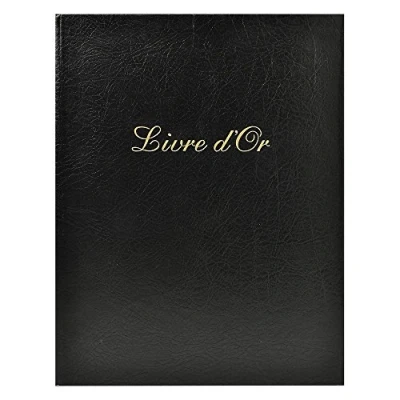 Image de Exacompta Réf. 4711E 1 Livre d&#039;or cuir Alpille Format vertical : 27 x 22 cm Extérieur et dos en Tranche or avec titre 140 pages unies papier vergé ivoire Coloris Noir