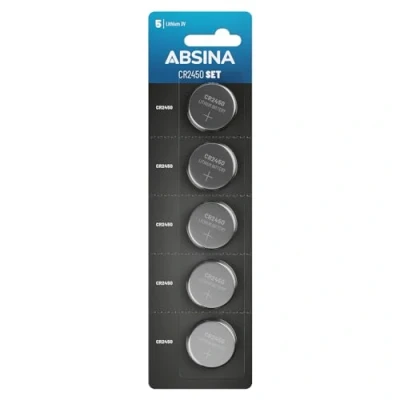 Image de ABSINA 5X Pile CR2450 3V Lithium CR 2450 étanches &amp; Longue durée 3V, Piles CR2450, Lithium,