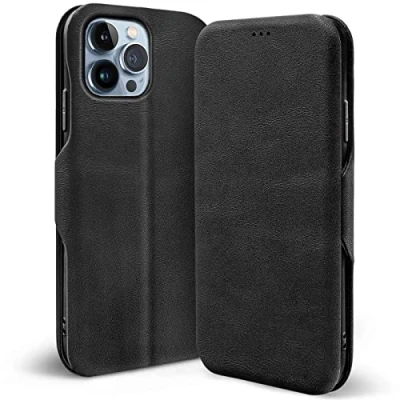 Image de Verco Coque pour Apple iPhone 13 Pro Max, Etui Housse Max Case Portefeuille Fonction de Support [Aimant intégré], Noir