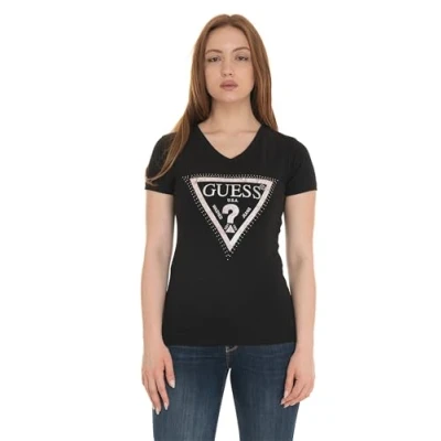 Image de Guess Python Triangl Tshirt imprimé, Femme, Taille: XS, Jet black