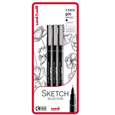 Image de uni ball Sketch Selection Lot de 3 stylos à pointe fine Noir