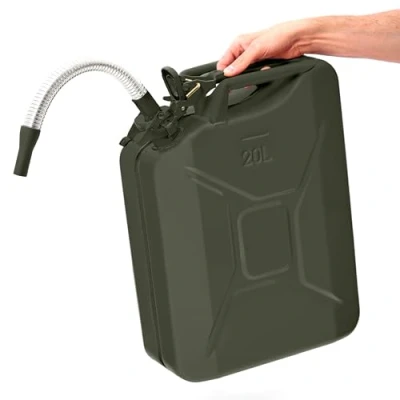 Image de BW® Jerrican en métal de 20 litres avec bec verseur Vert bronze RAL 6031 F9 Certifié TÜV et homologation ONU Fabriqué Europe